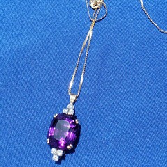 Original EARTH MINED AMETHYST DIAMOND Deco Style Necklaces SOLID 14K GOLD 20″ in