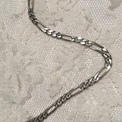 Vintage Sterling Silver Figaro Chain Necklace Italy 925 29″ layering statement