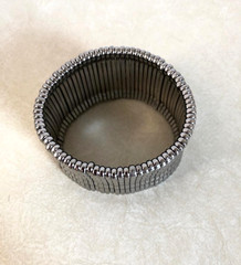 Stretch Bangle Bracelet Silver Tone Metal expandable 6 row large wide