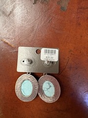 Chico’s Silver-Tone Turquoise Oval Drop Earrings