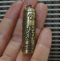 Vintage Style Solid Brass Buddha Hollow Tube Storage Charm Pendant