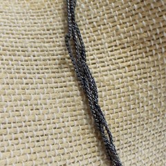 Necklace Green Blue Acrylic Glass Beads Black Wire Like Chain 11″ Faceted