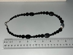 Vintage Striped Agate and Faceted Smoky Quartz Bead Necklace