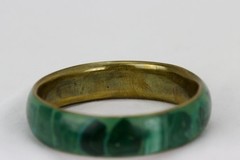 Inlayed Malachite and Brass Bangle Bracelet, 73gr