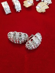 5 Pr High End Earrings Lisner Monet Unsigned Clip Back Pierced Rhinestone GT ST