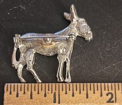 Vintage Donkey Brooch Pin Rhinestone DEMOCRAT ELECTION DAY PIN