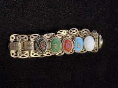 Vintage Faux Mini Mosiac Bracelet And Clip Earrings Set