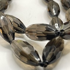 Vintage Art Deco Smoky Quartz Stone Faceted Long Bead Necklace 30”L
