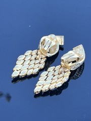 Vintage Ciner? Crystal Rhinestone Statement Drop Hinged Clip on Earrings 3″ Long
