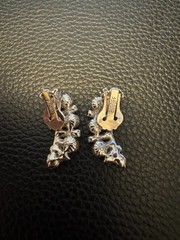 Signed BOGOFF Vintage Rhinestone Faux Pearl Clip Earrings & Dress Clip Set