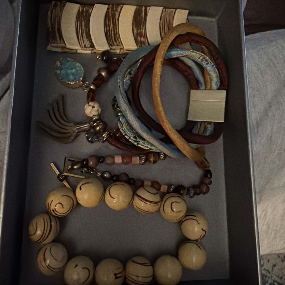 Lot Of 4 Bracelets Stones And Wood Jewelry