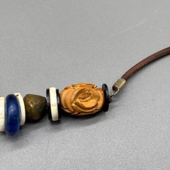 Bakelite Beaded Necklace Boho Wood Bone Glass Mixed Media Statement Vintage