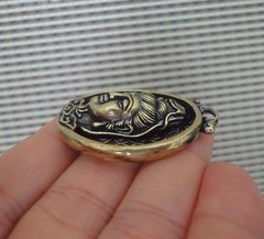 Vintage Style Pure Brass GuanYin Buddha Figurine Statue Pendant