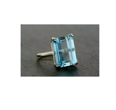 Unique Art Deco Style 6.00 Ct Emerald Cut Aquamarine Engagement Ring 925 Silver.