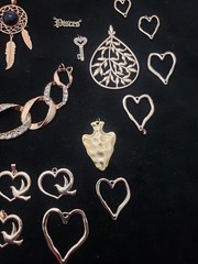 Rose Gold Tone Lot Of 27 Pendants & Charms – Hearts, Sandstone, Lapis Lazuli