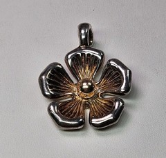 JOSEPH ESPOSITO 14KT & STERLING FLOWER PENDANT/ENHANCER 23 GRAMS LOVE BEGINS 925