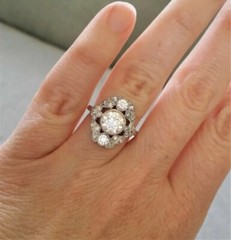 14K White Gold FN Art Deco Style Round Cut Lab Created Diamond Engagement Ring