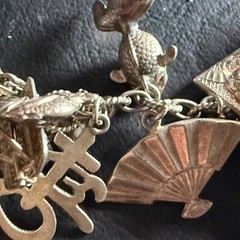 LOADED Vintage Chinese SILVER Charm Bracelet 7” 45 Charms 50 grams