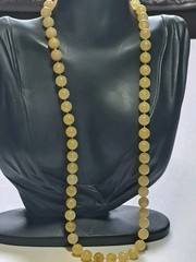 Vtg Golden Glowing Rutilated Quartz Round Bead Strand Double Tied Necklace 22″