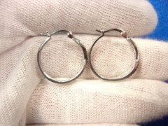 3 PAIRS OF STERLING SILVER EARRINGS: CZ HOOPS, STUDS/DROPS; GOLD PLATED HOOPS