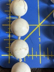 Vintage White Howlite Bead Necklace 31 in Continuous Hand Knotted 12mm