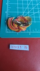 Vintage Wicker Wood Woven Abstract Knot Swirl SCARF Slide CLIP Red Brown