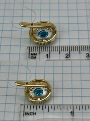 Vintage Original Yellow & White Gold Earrings with Natural Topaz 585 14K 5,07 g.