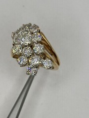 Stunning 1970 Vintage Estate 18k Gold 3.50ct Diamond Cluster Cocktail Ring