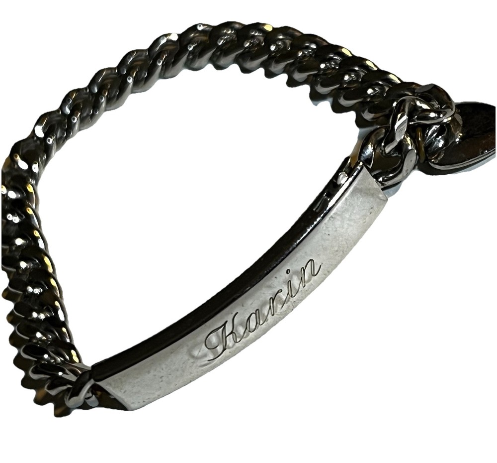 Speidel id Bracelet Vintage Karin and Brad On Back 7” Stainless