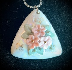Vintage Enamel Daisy Flowers Necklace Pendant & Earring Set Made in USSR