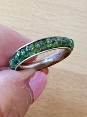 VINTAGE DESIGNER ROUGH GREEN TOURMALINE ETERNITY SPINNER BAND RING 925 STERLING
