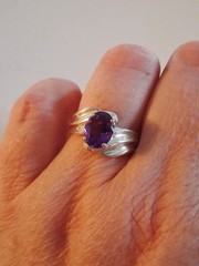 Vintage Oval Cut Amethyst Cocktail Band Ring Size 7 Sterling Silver