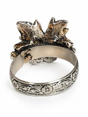 Vintage Adjustable Flower Cocktail Ring Red Silver Tone Statement Size 7.5-9.5