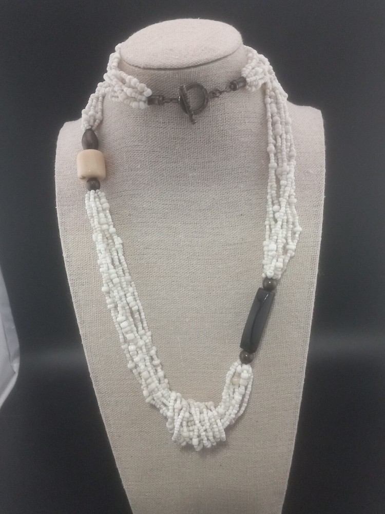 Unique RETIRED Silpada 925 Sterling Silver White Beaded Multi-strand Necklace