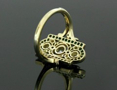 Art Deco 3CT Lab-Created Diamond Three-Stone Wedding 14K Yellow Gold Finish Ring
