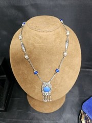 SILVER 800 TURQUOISE NECKLACE VINTAGE JEWELLERY COLLECTABLES GIFT