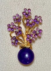 AUTHENTIC SWOBODA FLOWER VASE BROOCH ~ AMETHYST, PEARL !