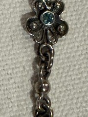 Vintage Silver Plate? and Faceted Blue Rhinestone 8.5” Bracelet