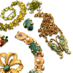 Vintage Tumbled Stones Gemstone Glass Signed Swoboda Repair Costume Jewelry Lot