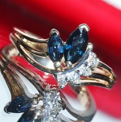 14k yellow gold size 4 ring 0.42ct natural, treated sapphire diamond 2.50g N363K
