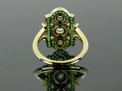 Art Deco 3CT Lab-Created Diamond Three-Stone Wedding 14K Yellow Gold Finish Ring