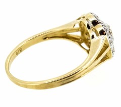 14t Yellow Gold Finish Antique Style Ruby and Lab Created Diamond Cluster Ring