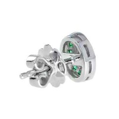 Art Deco Style Lab-Created Diamond Emerald Wedding Earring 14K White Gold FN