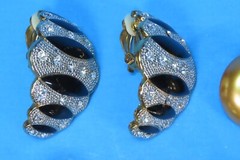 Gold Tone Clip on Earrings Lot of (4) Rhinestones