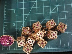 As Is Repair Vintage Retro Goldntone Pink Crystals Dangle Clip On Earrings