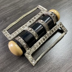 Art Deco Glass Buckle – Lucite Metal & Rhinestone Buckle