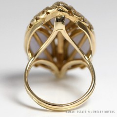 Ming’s Hawaii Lavender Jade Marquise 14K Yellow Gold Ring Size 7