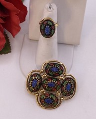 Vintage SARAH COVENTRY Jewelry Light Of The East Brooch Ring & Earrings 1968