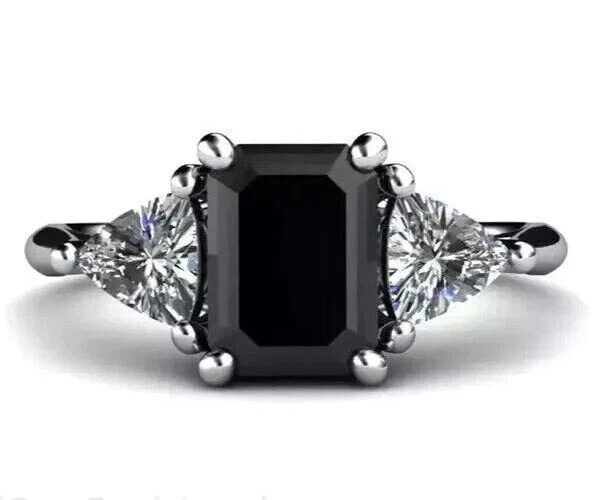 2Ct Art Deco Style Lab Created Diamond Emerald Engagement 14k Gold White FN Ring