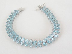 Vintage Sterling Silver 925 Natural Madagascar Blue Apatite Tennis Bracelet 7.5″